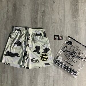 Eric Emanuel White Camo Mesh Shorts with Black Accents